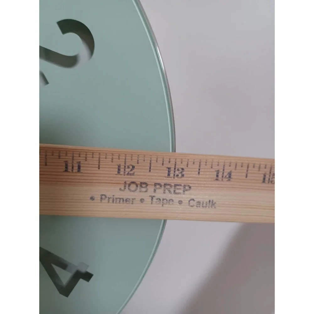 MICHAEL GRAVES 13” R Celadon Glass See Through Numbers Analog Wall Clock Works